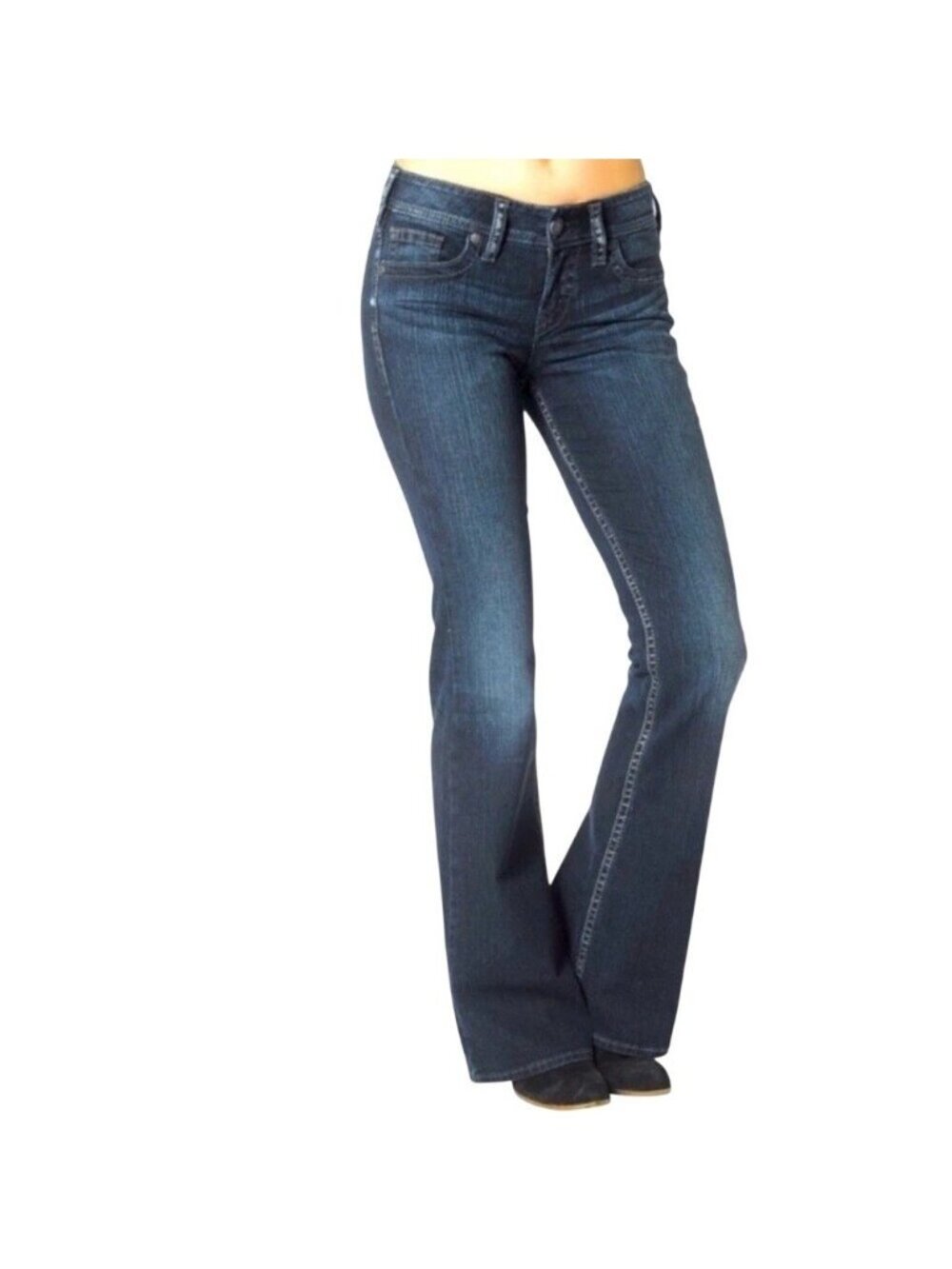 Silver Jeans Women's 30 Suki Bootcut Denim Jeans Distressed Mid Rise B1313